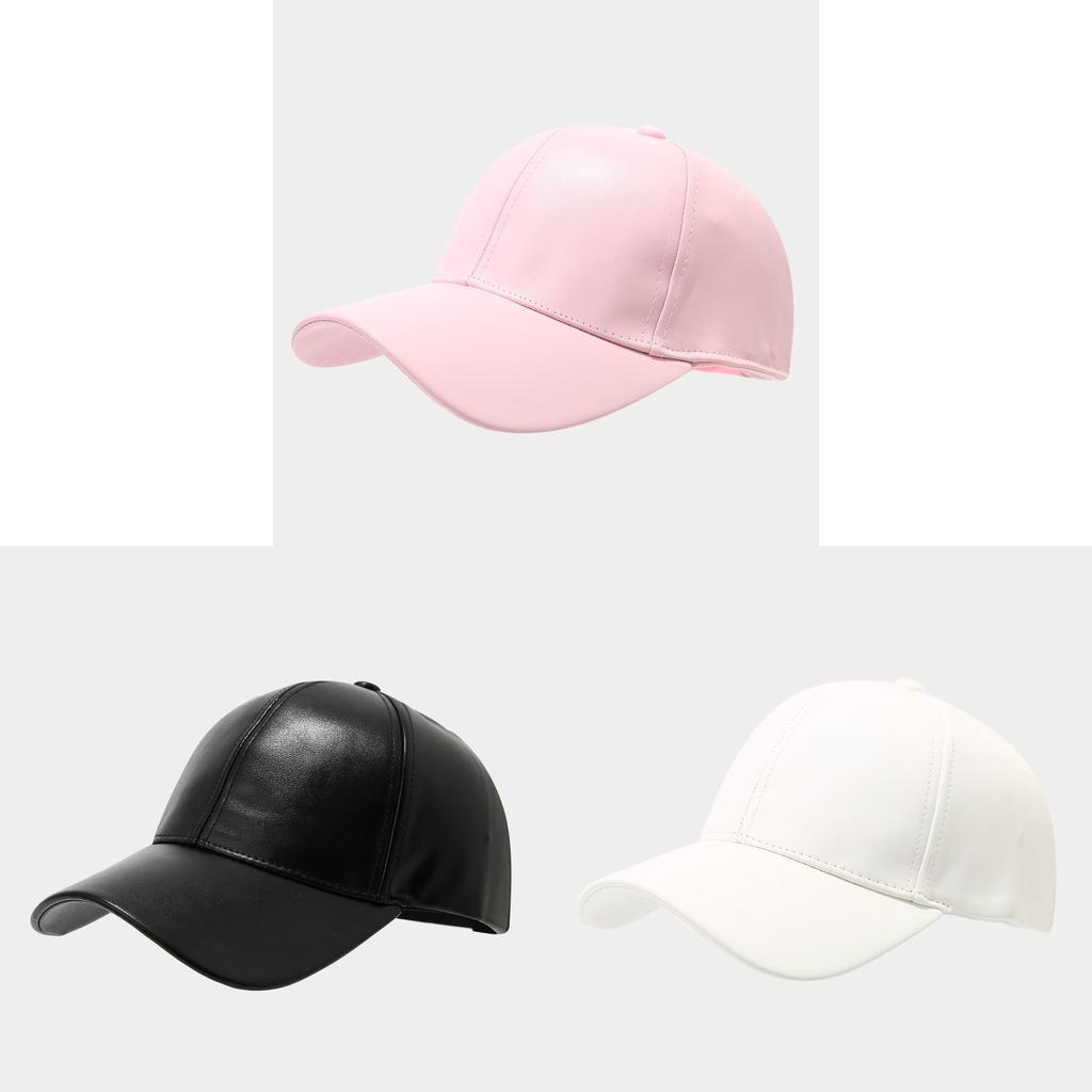 Classic Pu Fabric Baseball Cap With Adjustable Strap And Sun Block For Middleaged Adults