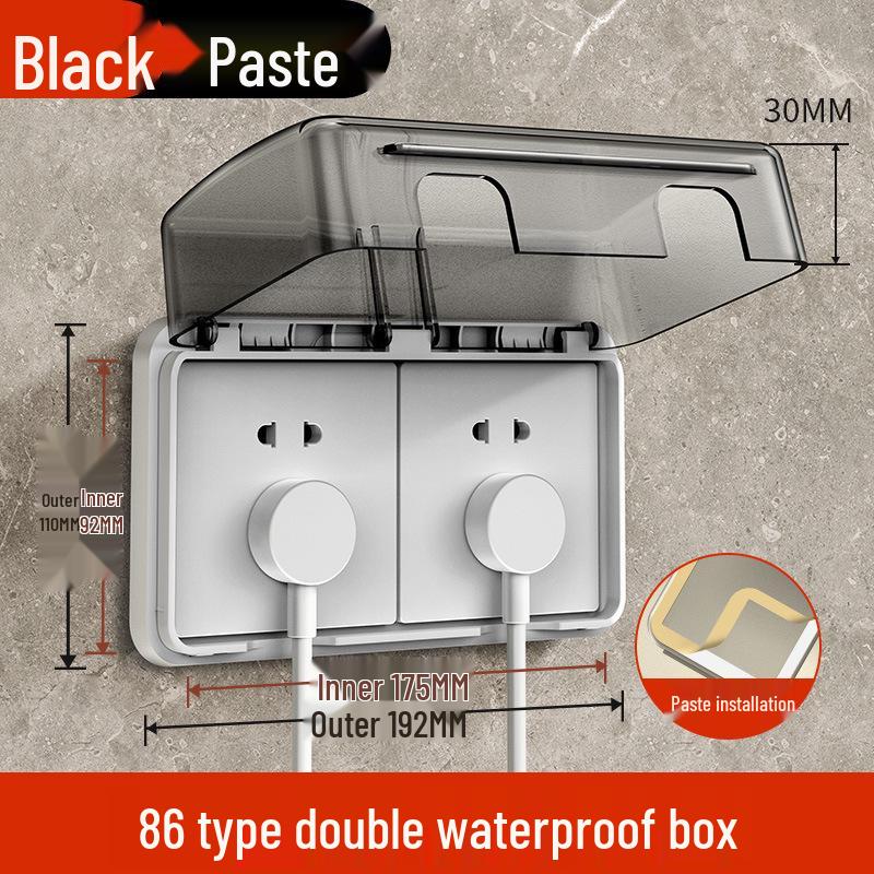 Type 86 Waterproof Bathroom Switch Socket Cover - Transparent Adhesive Splash Box for Power Protection