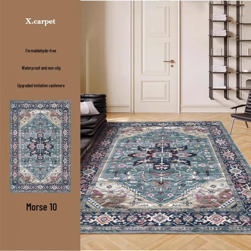 Persian Style Imitation Cashmere Non-Slip Rug - Machine Washable Living Room, Bedroom, or Coffee Table Floor Mat