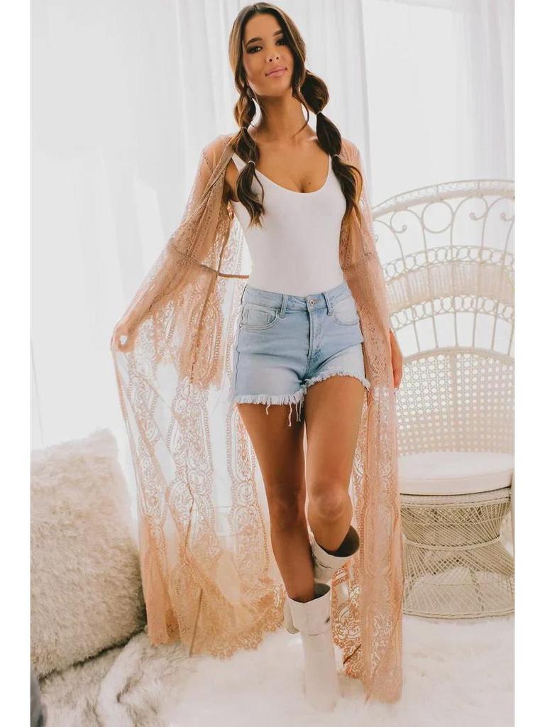 Lace Beach Cardigan: Cross-border Bikini Cover-Up and Seaside Swimsuit Sunscreen Jacket for Beach Vacations.