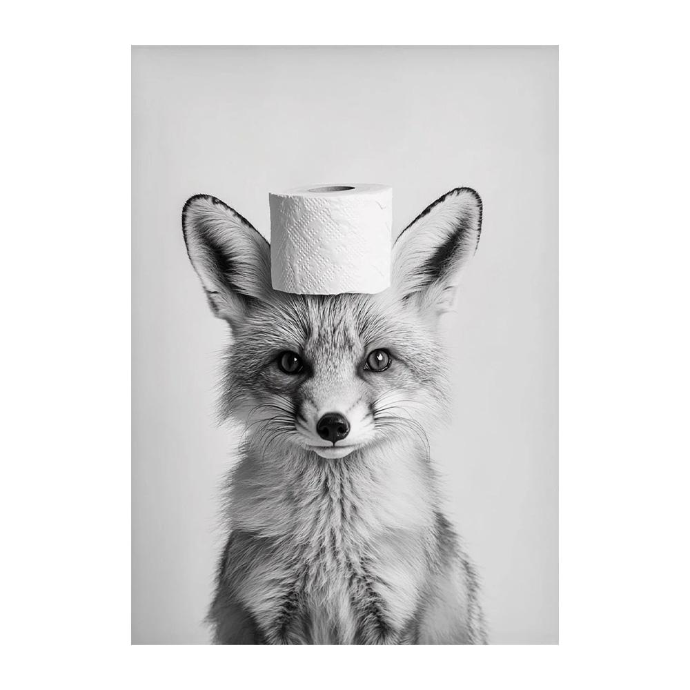 Highland Cow Otter Cat Raccoon with Toilet Paper Poster Print Canvas Painting Bathroom Wall Art Funny Toilet Humor Home Decor