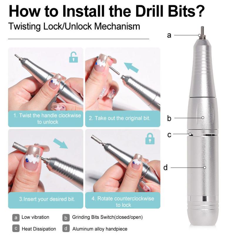 Professional 45000Rpm Electric Portable Nail Drill Machine Rechargeable Low Noise Nail Sander File For Manicure Salon Tool