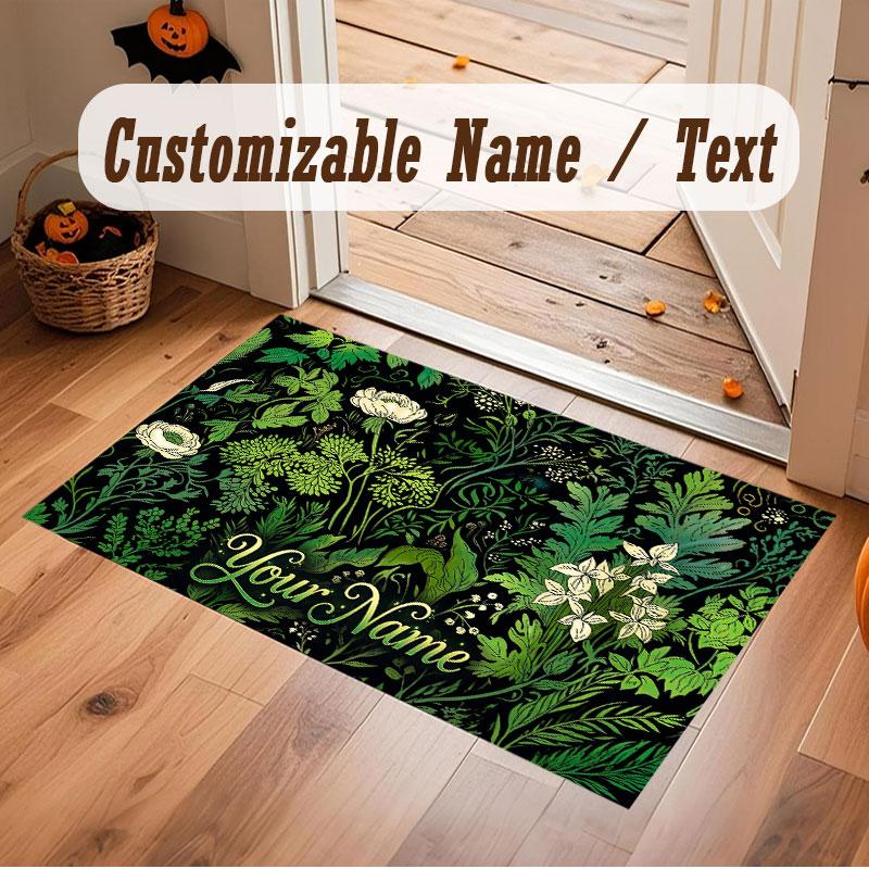 Mountain Landscape Theme Crystal Velvet Floor Rug Personalized Custom Name Text Warm Carpet Home Decoration