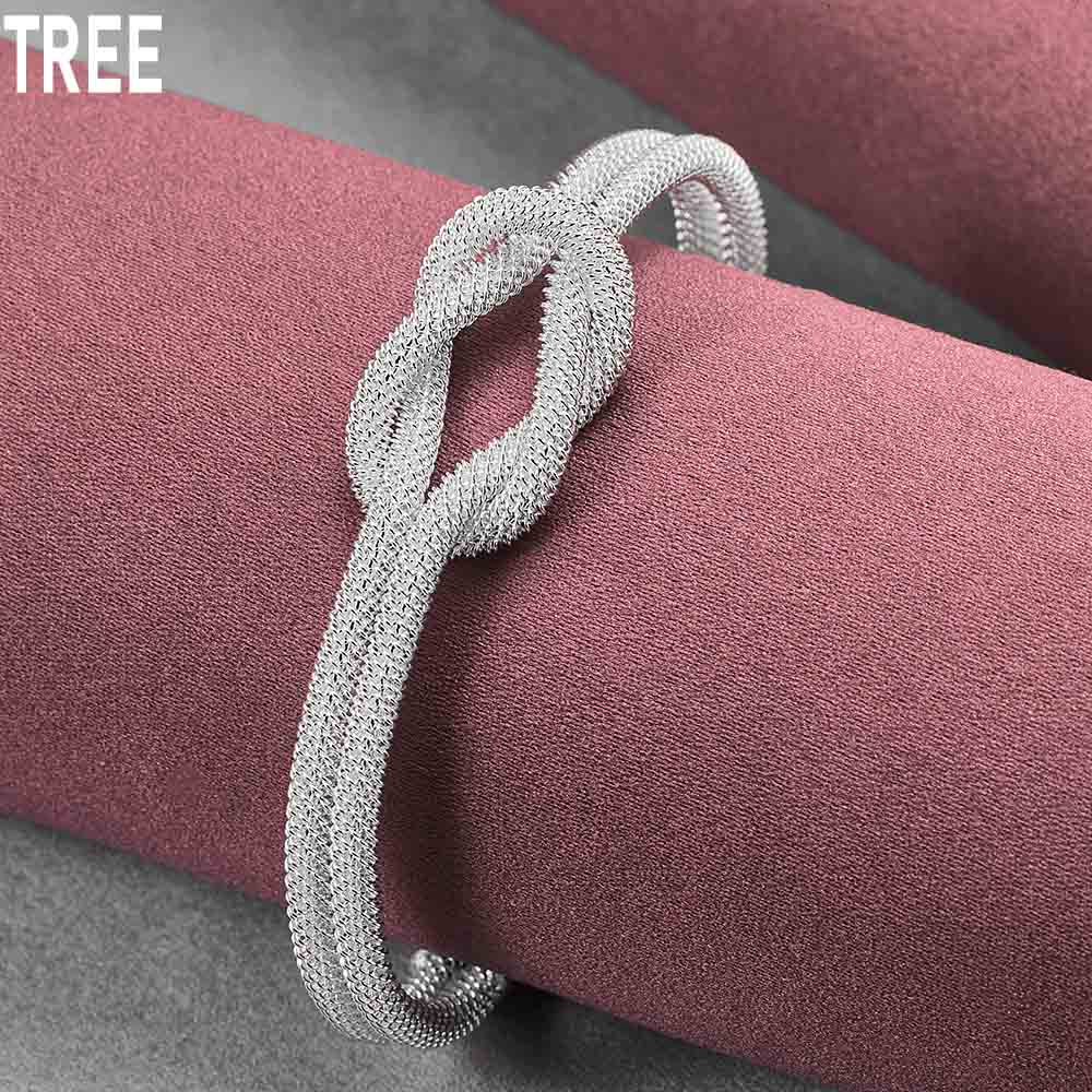 925 Sterling Silver Interwoven Mesh Bracelet Fashion Charm Wedding Jewelry
