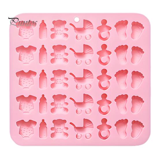 

1/2 шт. Силіконова форма для дитячого душа, форма для дитячих ніжок, дитяча пляшечка, соска, дитячий комбінезон, дитяча коляска, формочки для ведмедиків, набір для приготування шоколадних цукерок без бісфенолу А рожевий