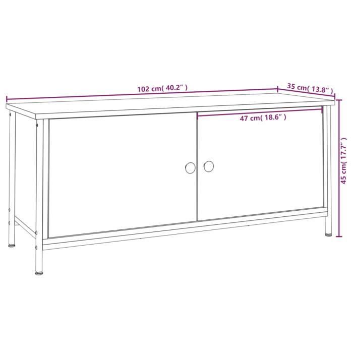 VidaXL Meuble TV avec portes noir 102x35x45 cm bois d'ingénierie 826290