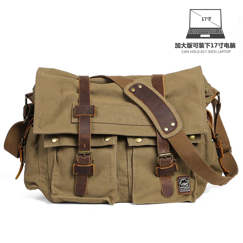 Seven-Color Cotton, Mailman Messenger Bag, Men'S Tide Plus Size 17-Inch Computer Bag, Outdoor Leisure Shoulder Canvas Bag.