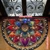 1Pcs Flower Pattern Semi Circle Welcome Doormat Non-Slip for Outdoor Patio Porch Kitchen Bathroom Entryway Floor Mat