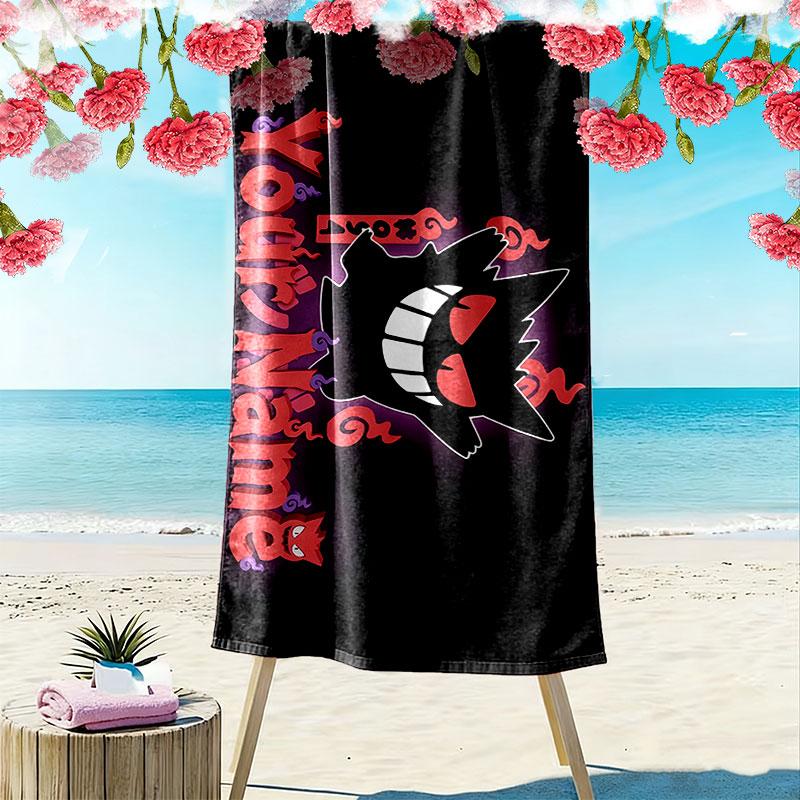 Gengar Print Beach Towel, Large Soft Quick Dry Towel for Beach Camping Swimming