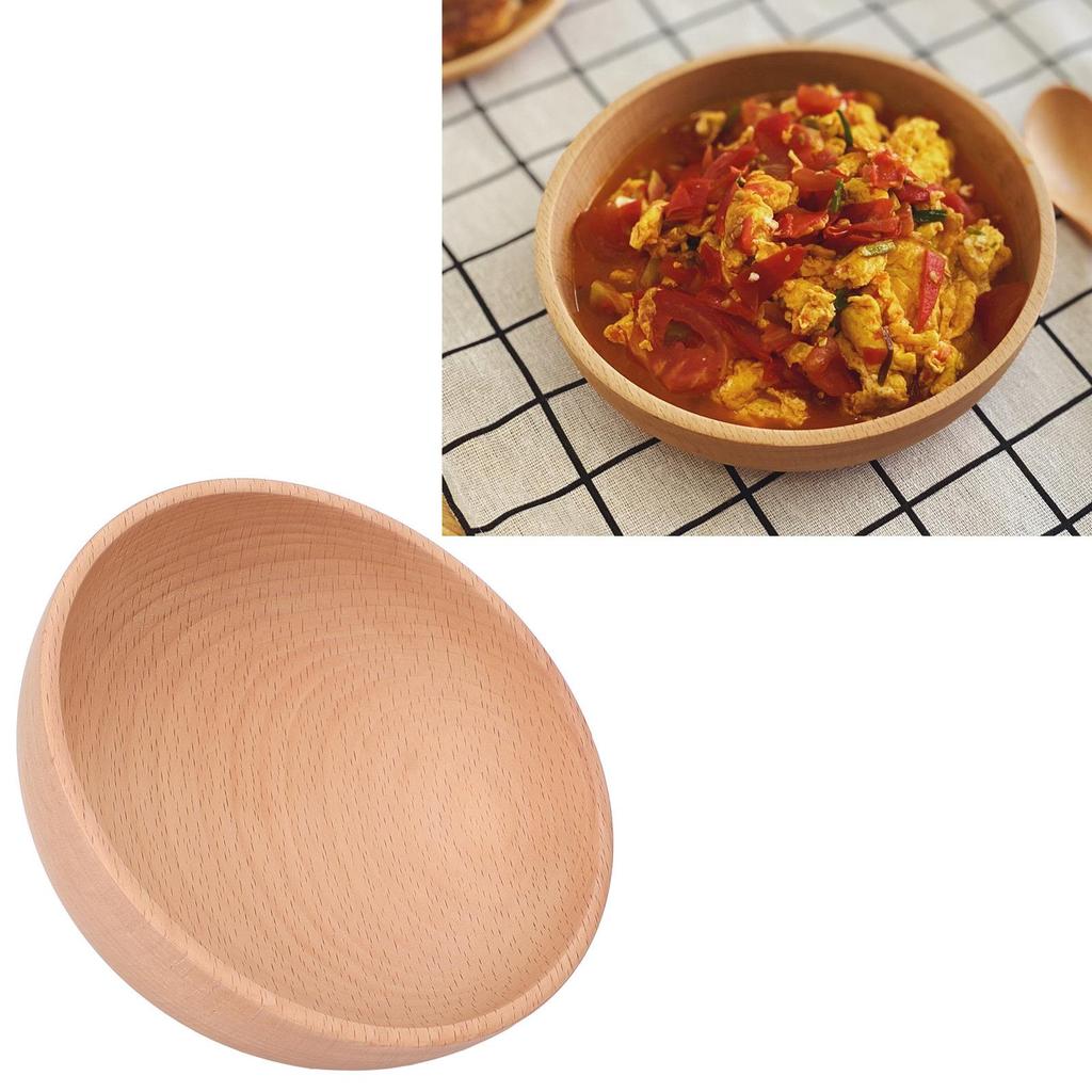 Round Wooden for serving Bowl Stain Resistant Fruit Salad Bowl for Cafe for restaurant Ligneous Crafts