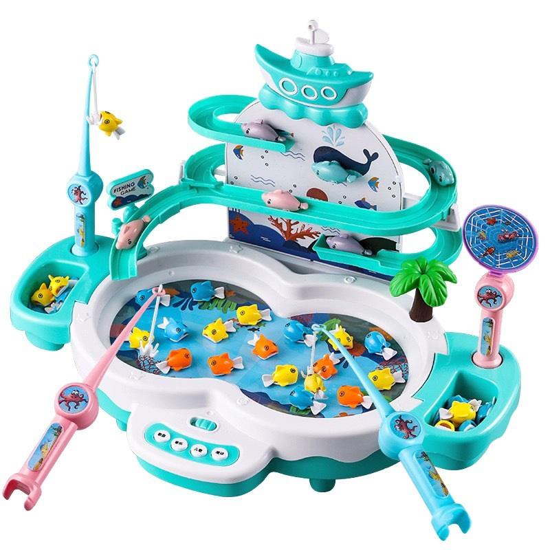 Magnetic Electric Fishing Game Toy, Musical Light Track Educational Parent-Child Interactive Toy For Kids