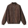 Leather jacket men's new trendy casual jacket trendy brand retro American leather jacket stand-up collar loose jacket