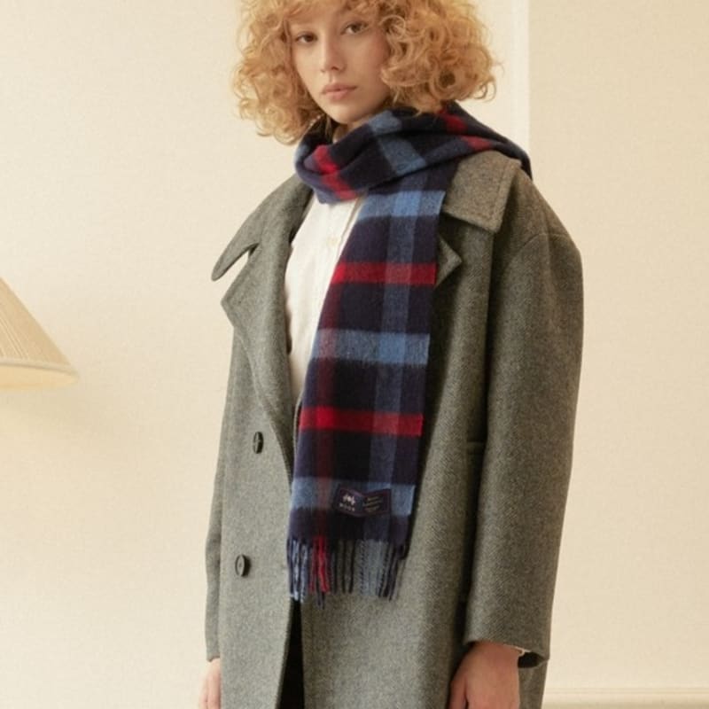 ABRAHAM MOON Merino Wool Muffler 25cm - Blythe Denim