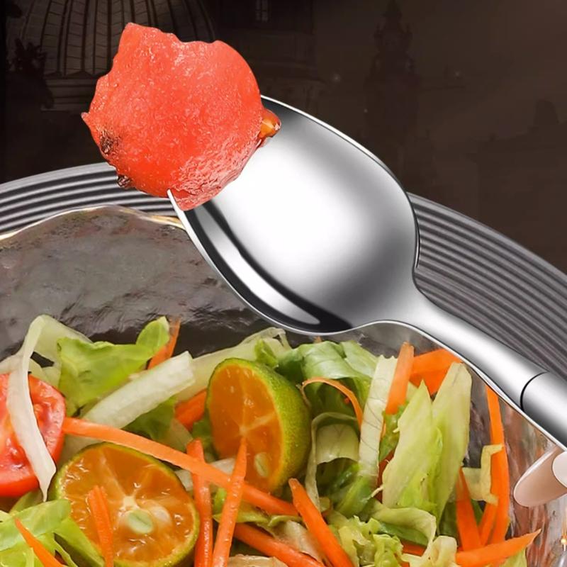 Stainless Steel Fork Household Spoon and Fork Integrated Two-in-one Dual-purpose Pasta Salad Spoon Household Tableware