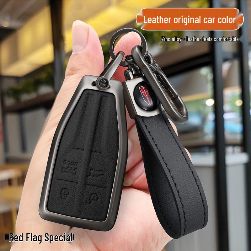 Echtes Leder Schlüsselanhänger für Hongqi H5, FAW HS5, HS7, H9 - High-End Schnallendesign