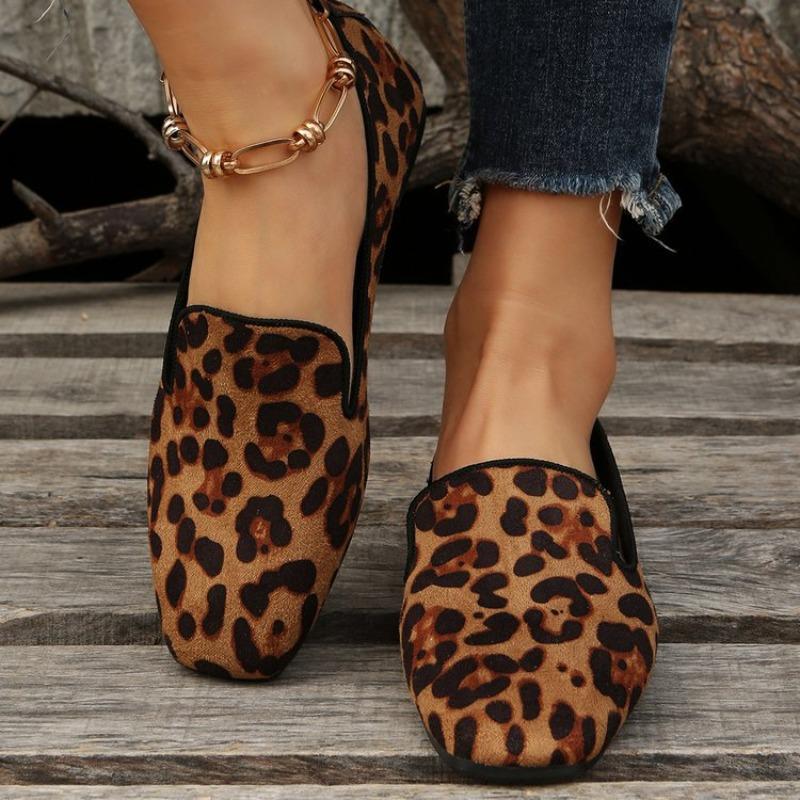 Women's Plus Size Leopard Print Slip-On Casual Flats Lightweight Comfortable Spring Summer New Wholesale