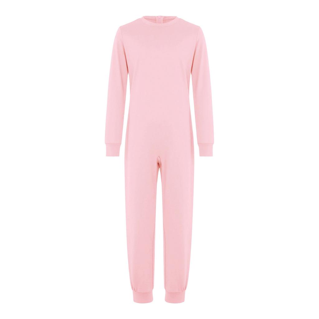 Unisex Kids Special Needs Clothing Round Neck Long Sleeve Back Invisible Zipper One Piece Cotton Jumpsuit