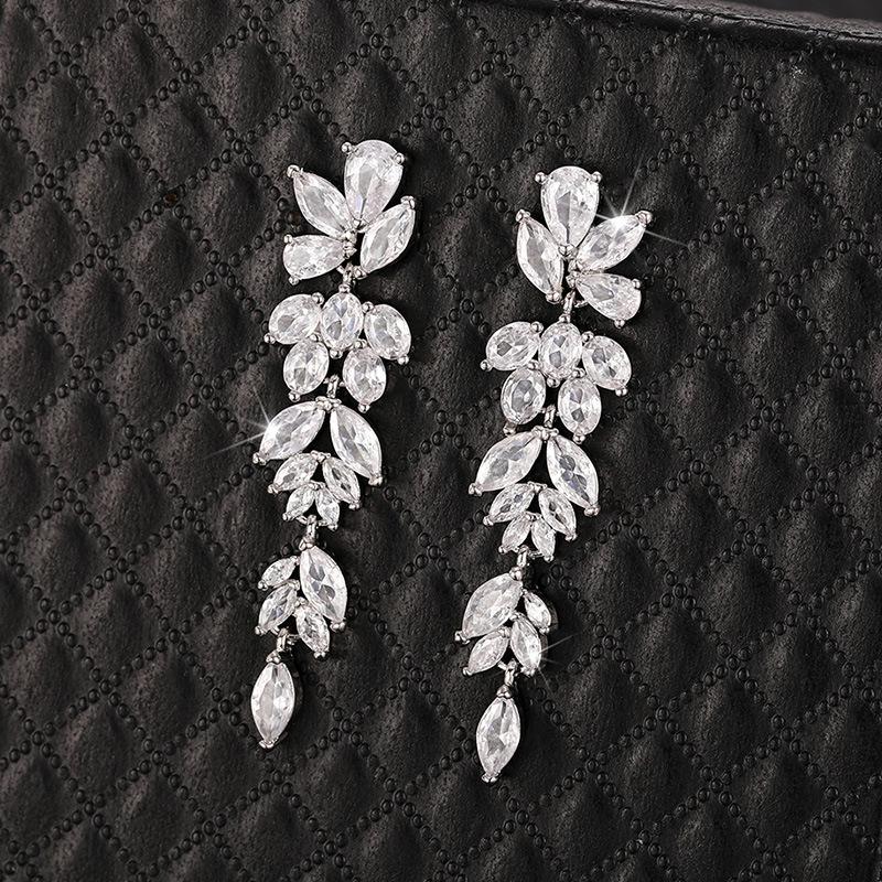 Lussuosi Orecchini da Sposa a Goccia a Marchisa in Zircone AAA Lucido CZ Orecchino Pendente Lungo Matrimonio Zircone