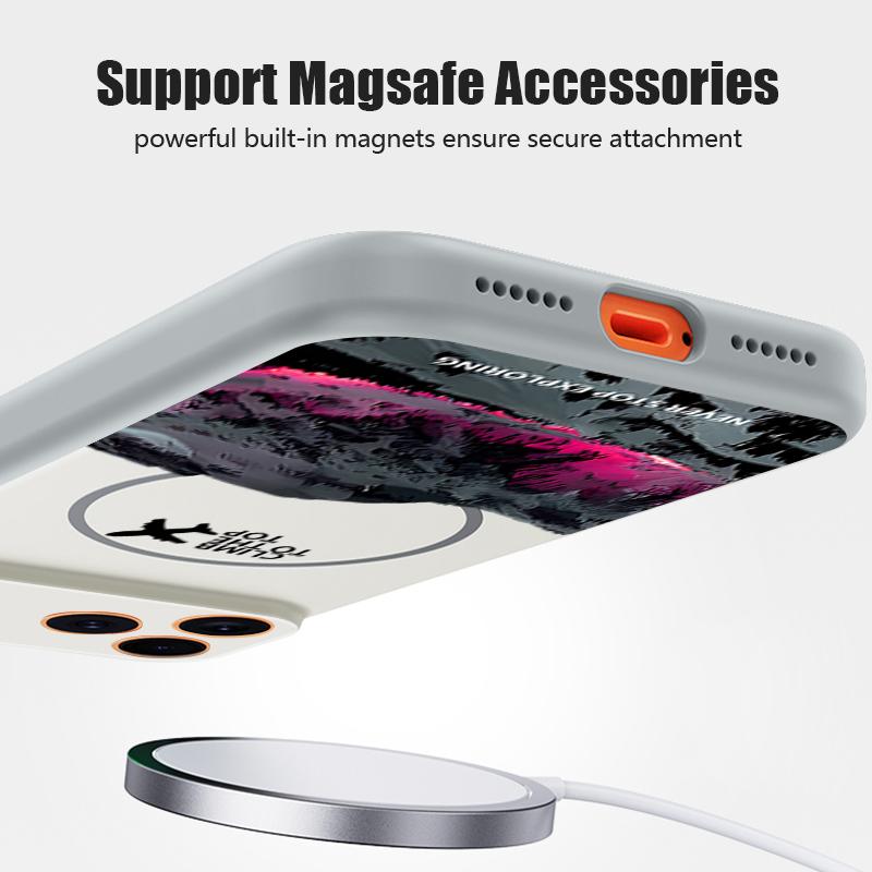 Snowy Mountain Night Scene Pattern Case For iPhone 17 Pro Max Magnetic For Magsafe Skin Feeling Cover For iPhone 16 15 14 13 Pro Max