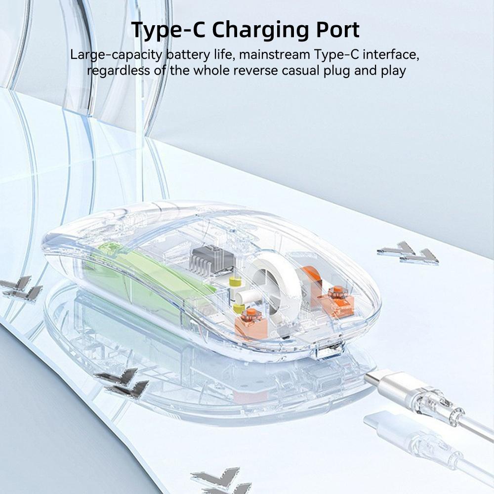 2.4G Transparent Wireless Bluetooth Mouse for Android Windows Ios Wireless Mouse Rechargeable Model Silent