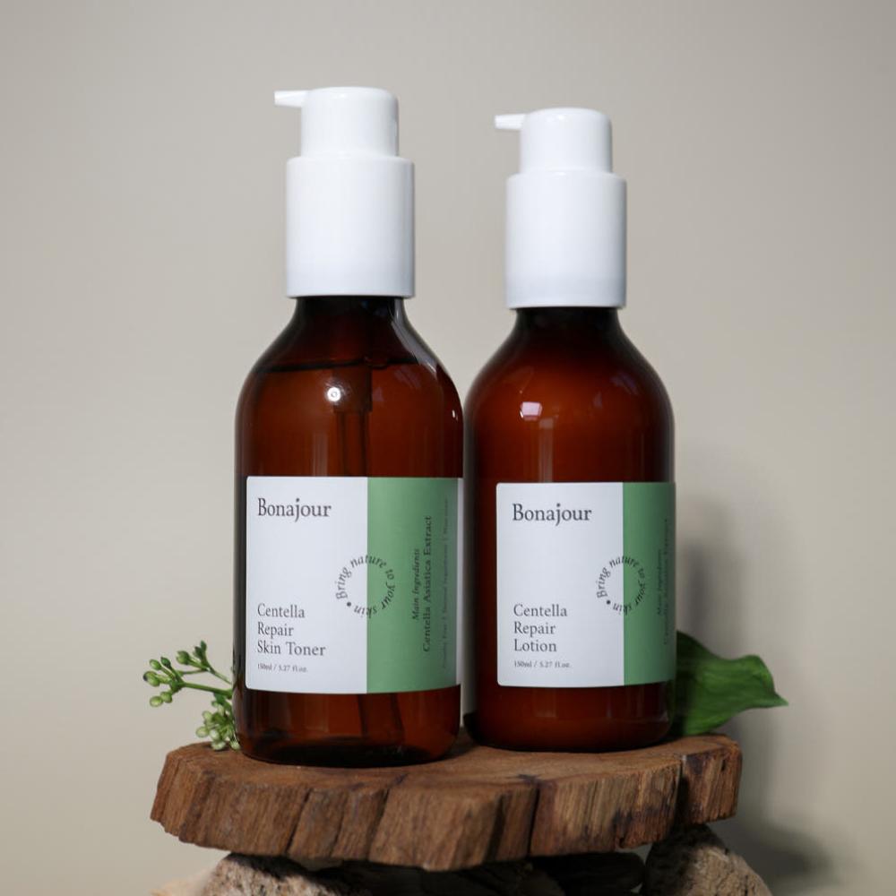 Bonajour Centella Repair Toner 150ml + Lotion 150ml 2pcs Skincare Set Cica Soothing Moisture Barrier Kit K-Beauty