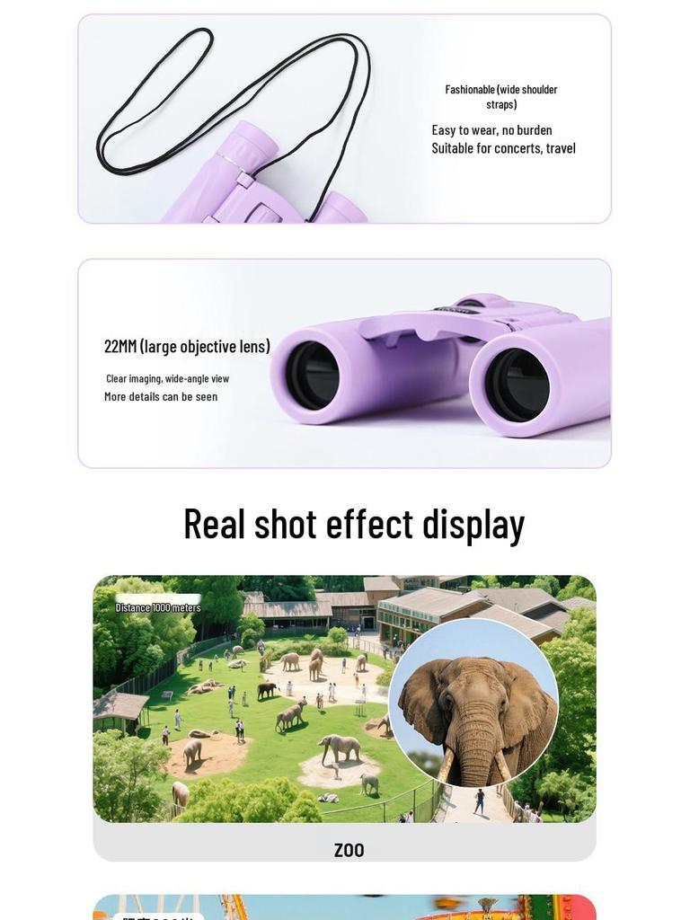 8x21 Kids' Portable Mini Binoculars with HD Green Film