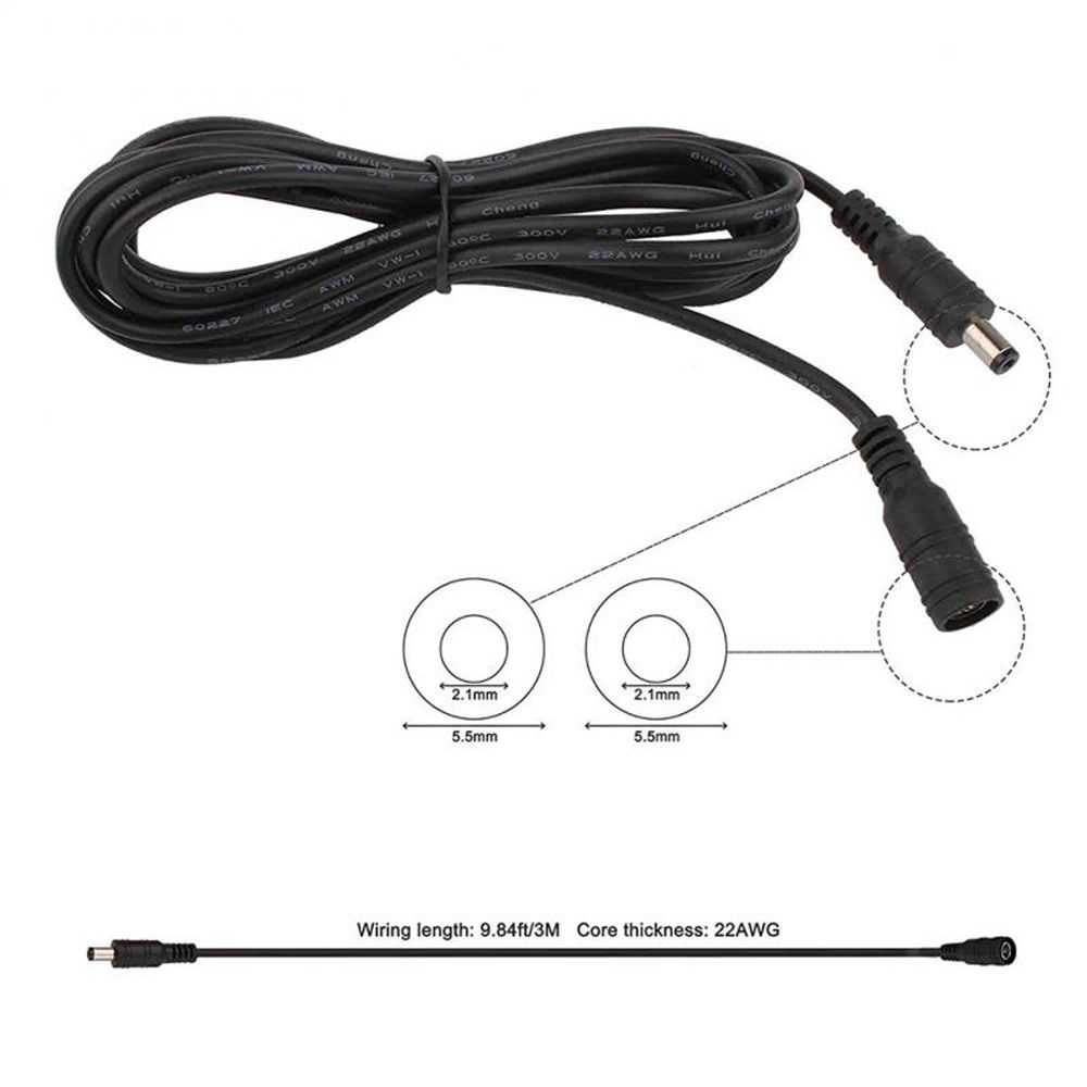 12V Cable For Camera Router Female To Male Plug Power Cord Extended Wire Adapter Extension Cable