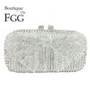 Boutique De FGG Silver Rhinestone Clutch Purses for Women Formal,Bow Crystal Evening Bags,Bridal Wedding Party Minaudiere Bag