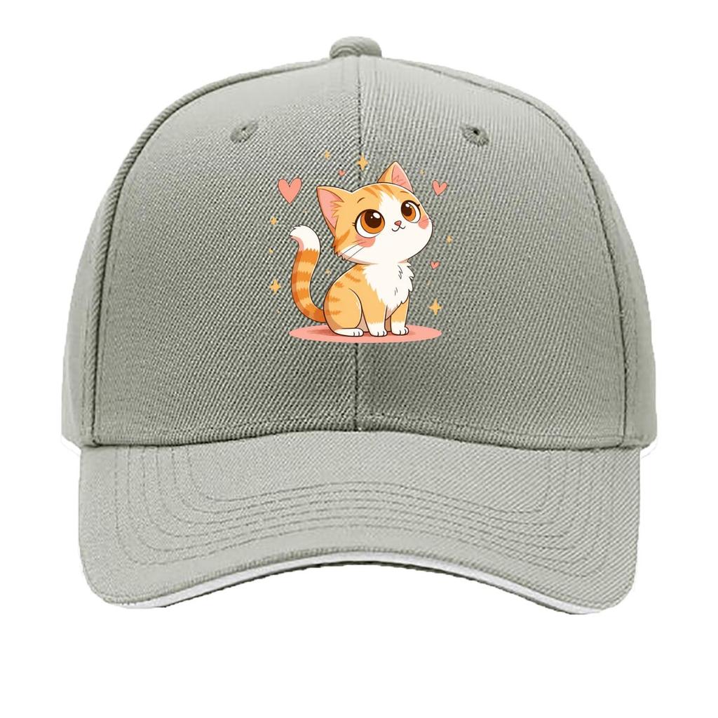 Cute Orange White Kitten Heart Stars Cartoon Sandwich Baseball Cap Unisex Women Sun Cap Outdoor Workouts Hat