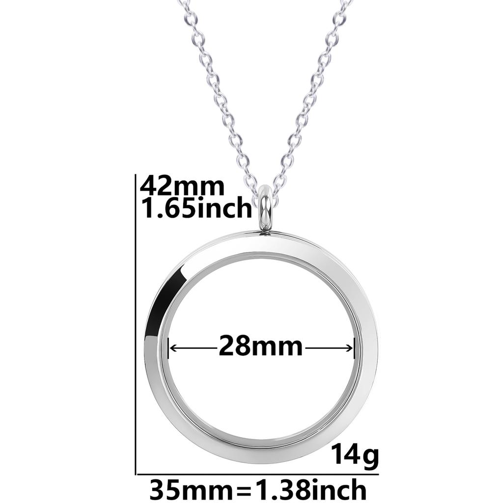 1Pc Stainless Steel Openable Glass Medaillon Coin Holder Collar Jewelry Round Reliquary Photo Floating Locket Pendant Necklaces