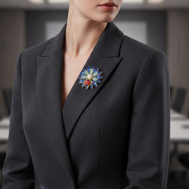 Crystal Sunflower Brooches For Women Unisex Lovely Ladybug And Flower Office Party Brooch Pin Gifts
