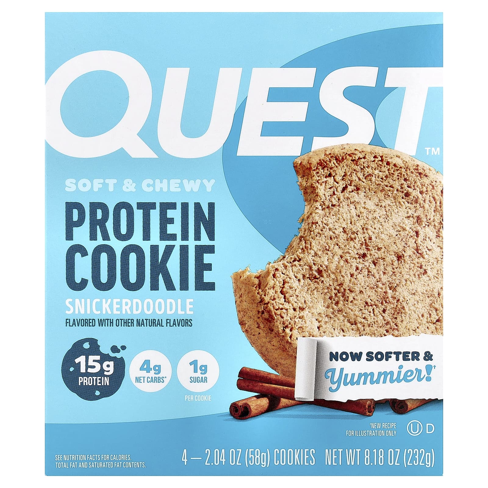 

Protein Cookies, Snickerdoodles, 4 Cookies, 58G (2.04Oz) Each