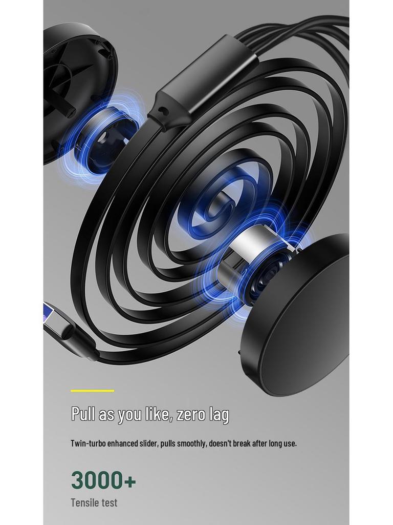 6A Retractable Multi-Device Super Fast Charging Cable with Three Connectors - Customizable Logo Option