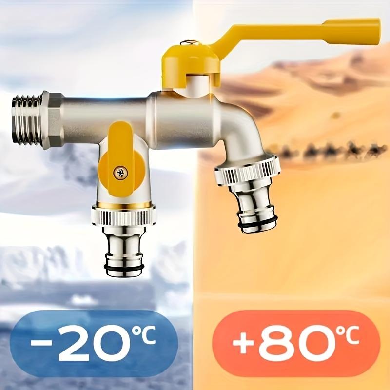 Heavy-Duty 304 Stainless Steel Garden Hose Faucet with Dual Outlet Single Hole Installation Compatible with Sprinklers Hose Guns