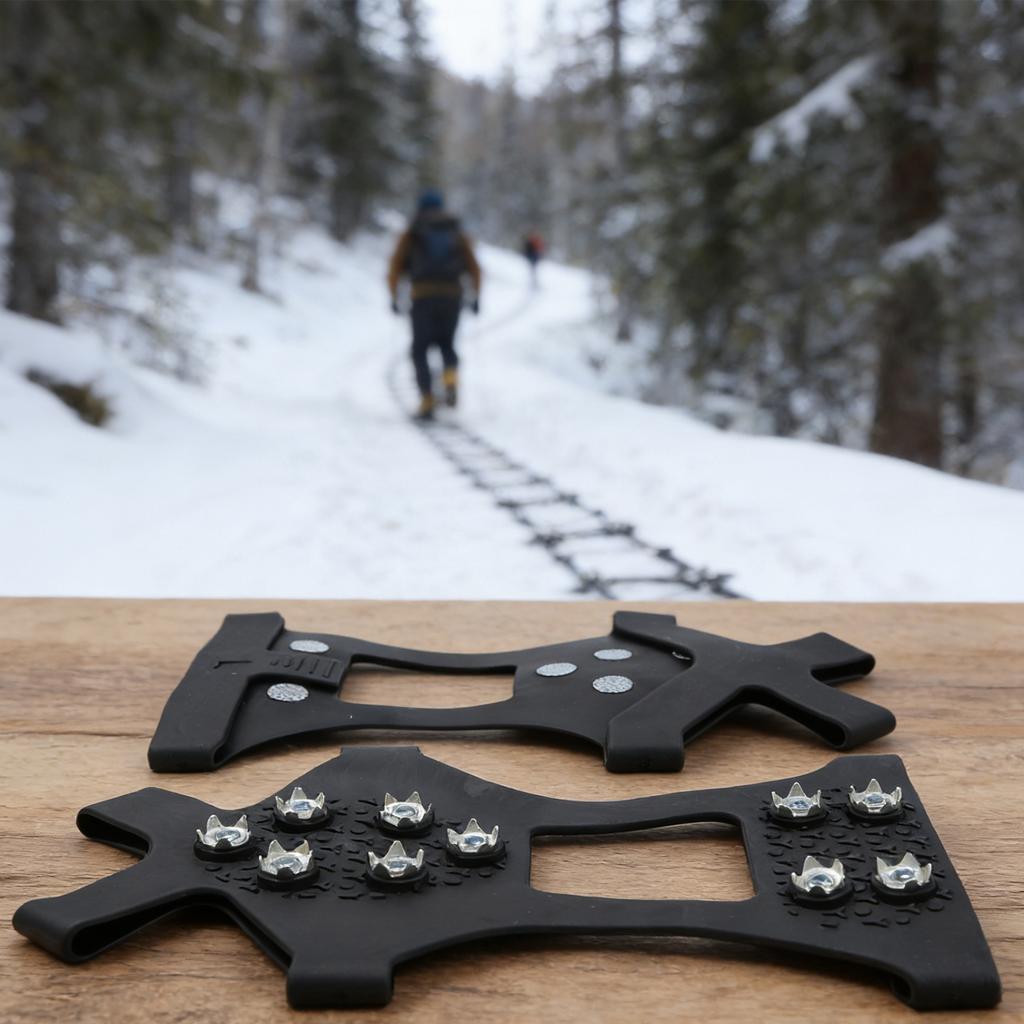 Ice Cleats Shoe Spikes Rubber And Steel Construction Outdoor Traction