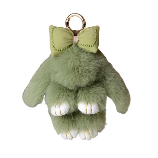 Plush Bunny Keychain Furry Faux Fur Rabbit Pendant Key Chain Soft Animal Keyring Accessory for Women Purse Backpack Decor