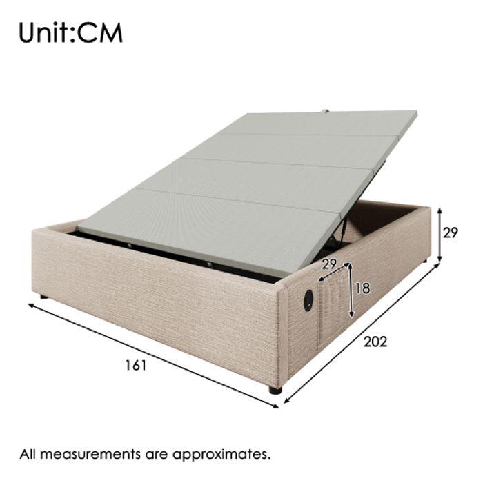 Doppelbett - MUVOE - 160 x 200 cm - Leinen - USB-C - Lattenrost