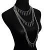 Vintage Beaded Splicing Necklace Alloy Gold /Silver Tassel Necklace Metal Chains Bohemian Style Feather Leaves Charm Necklace