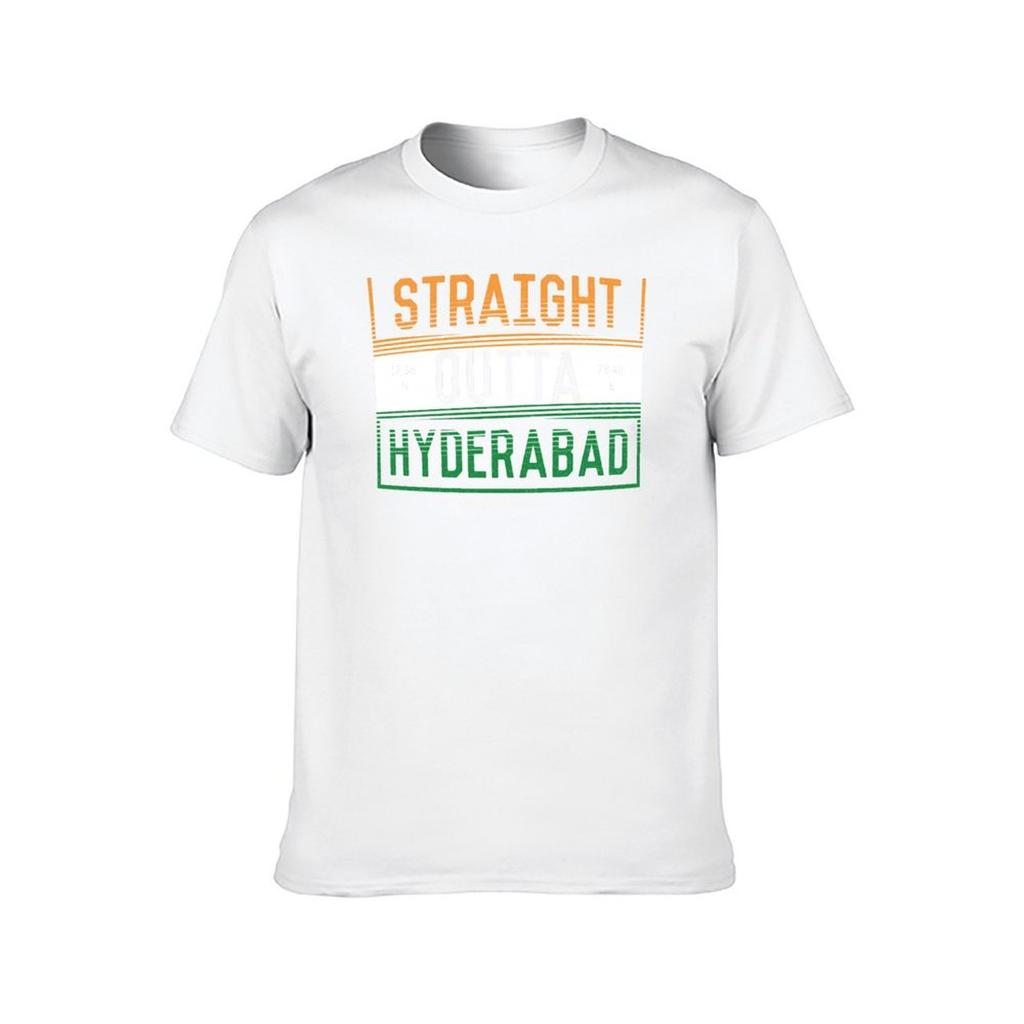 Straight Outta Hyderabad Funny Indian Quotes TShirt man t shirt luxury black cotton tshirt plain for man package TShirt