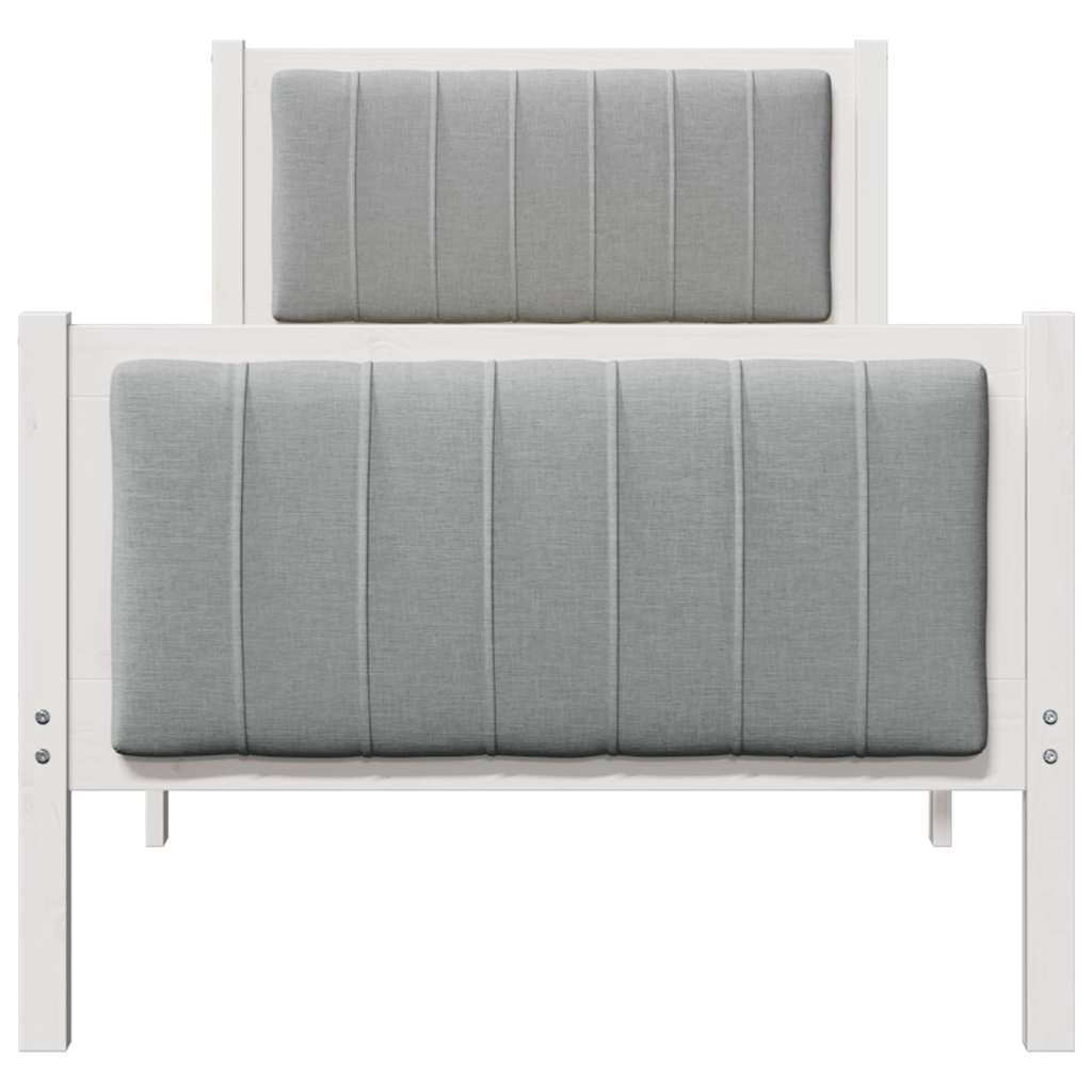 Bed Frame in White and Light Grey 75 x 190 cm Solid Pine Wood