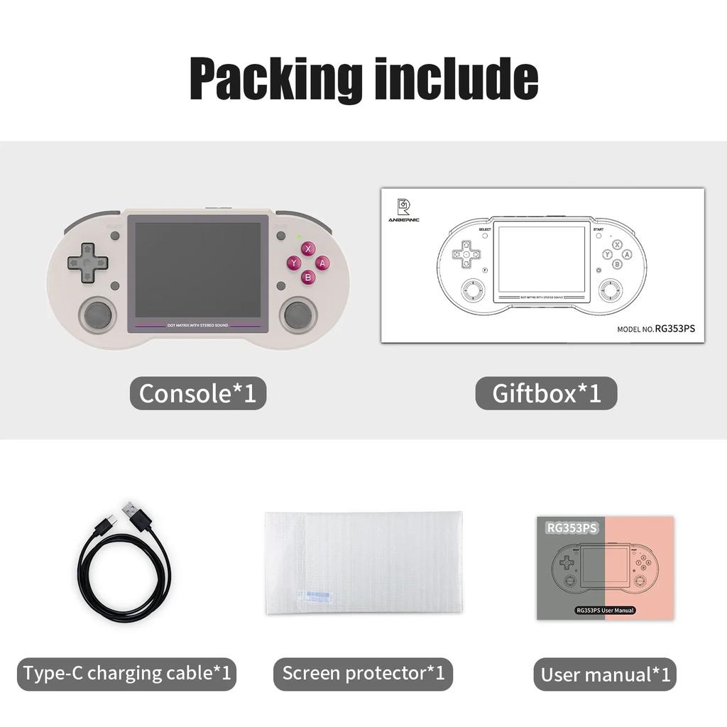 RG353PS Retro Handheld Game Console 3.5 Inch IPS Screen Linux System RK3566 Chip MAX 256G TF Card Preinstalled 4K Games