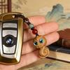 Green Sandalwood Zodiac Snake Keychain Pendant - Creative Car Keyring and Phone Charm.