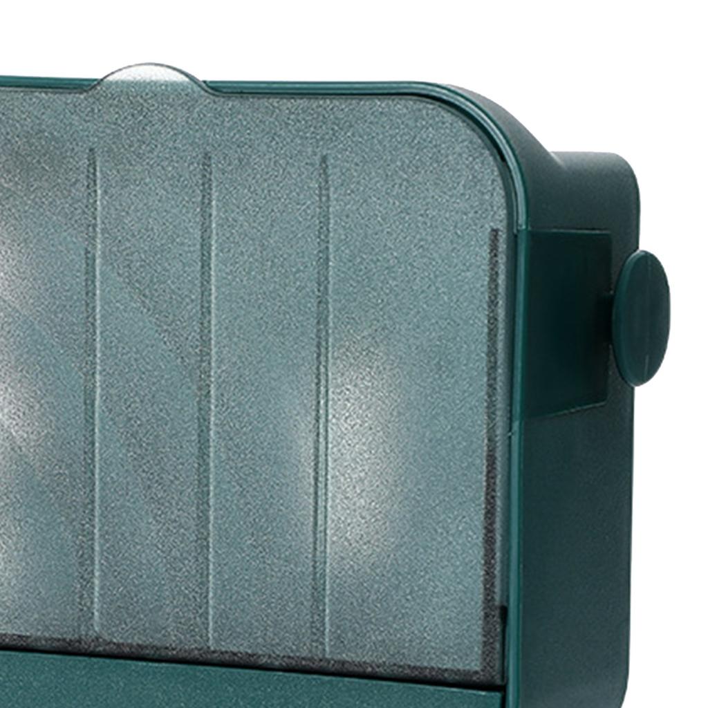 Wall Mounted Soap Box Self Draining Dustproof Wall Soap Holder Tray with Lid Hooks for Bathroom Laundry Room