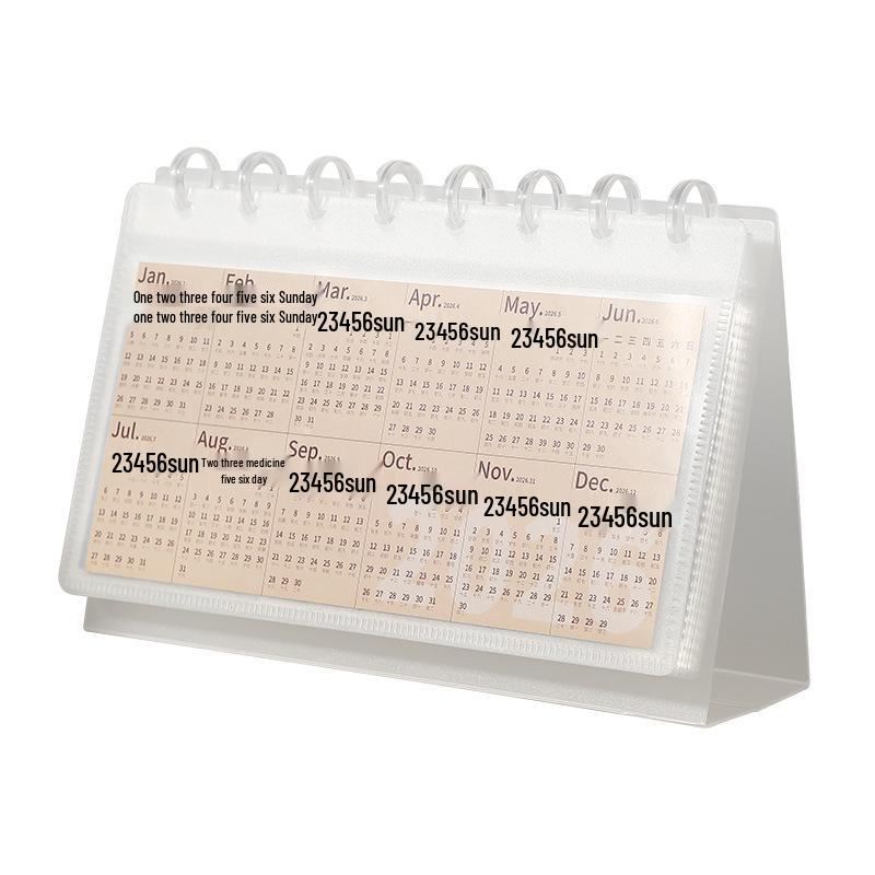 2026 Multifunctional Loose-Leaf Desktop Calendar with Memo Sections and Mushroom Buckle