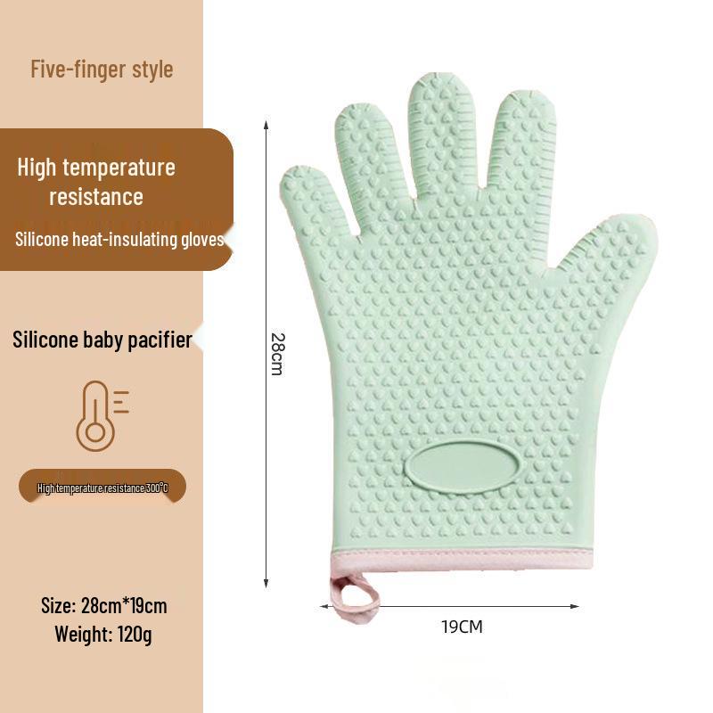Heat-Resistant Non-Slip Silicone Baking Gloves: Anti-Scald, Waterproof, Thickened for Microwave Oven Use