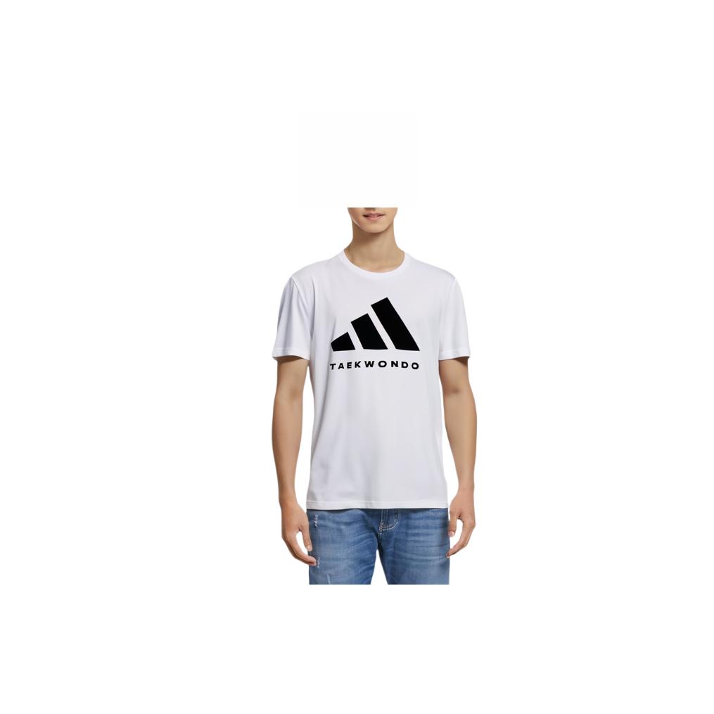 Adidas Classic Logo Print Comfortable Breathable Skin-Friendly Casual Knit Crew Neck Short Sleeve T-Shirt Unisex Tops White Black ADICLTS24TK-WB