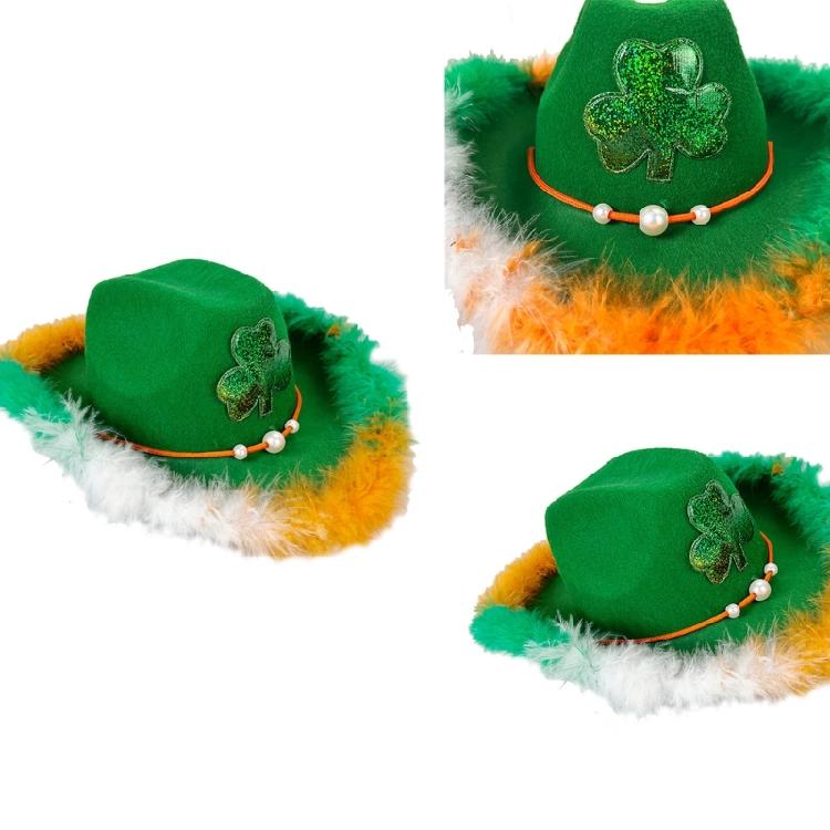 Saint Patricks Day  Hat Sparkly Irish Leaf for Men Women Photo Props