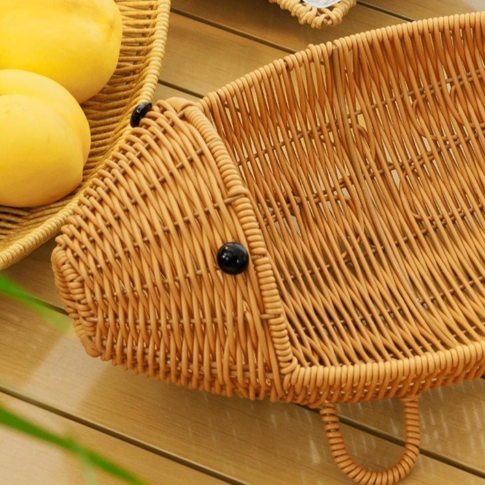Plastic Snack Fruit Plate Fish Shape Woven Storage Basket Durable Bread Basket  Dining Table