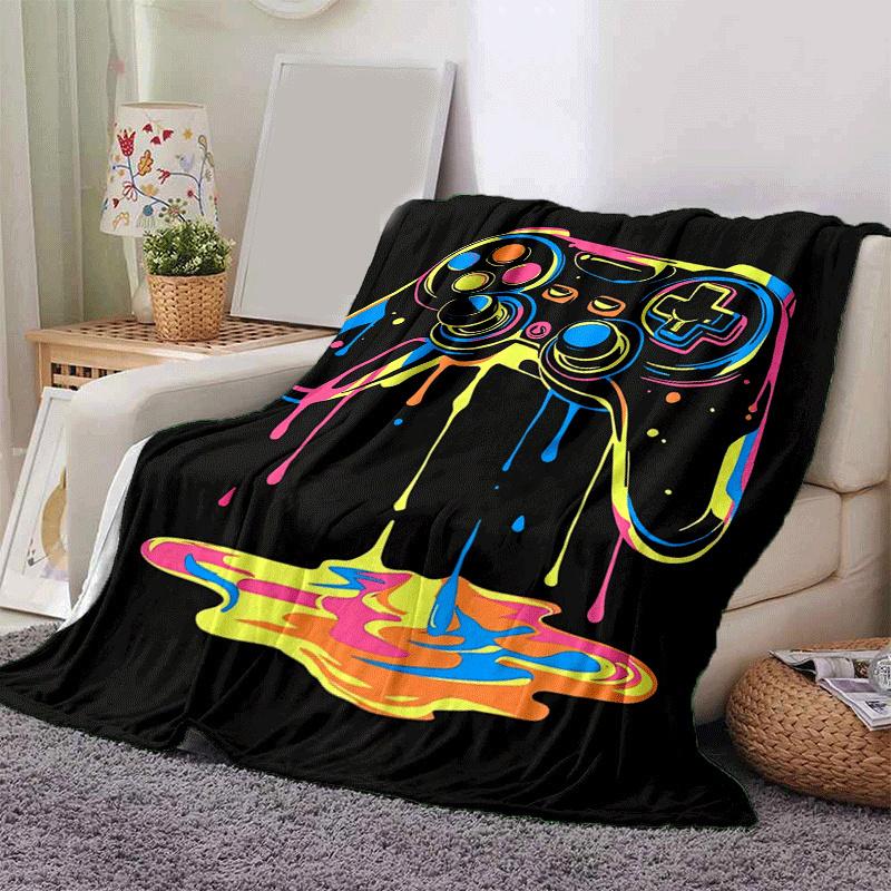 1pc Game Controller Printing Lightweight Flannel Blanket, Comfortable and Warm Blanket, for Camping Sofa Bed and Couch Office, in All Seasons