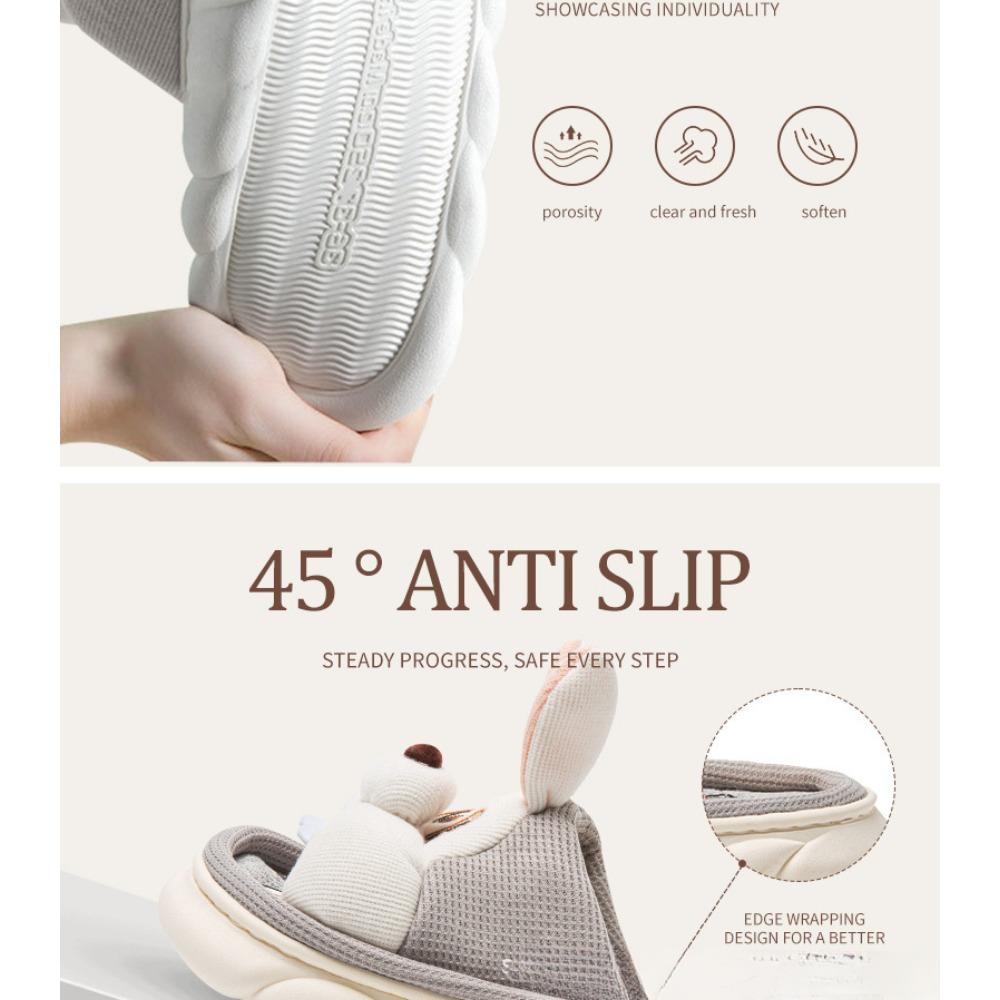 Linen House Slippers for Women and Men Premium Non-Slip Sole Antimicrobial Breathable Comfortable Home Shoes